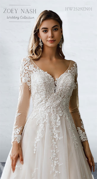 Full Sleeve A-line Floral Wedding Dress Womens Plus Size Petite Tall –  URBBridal